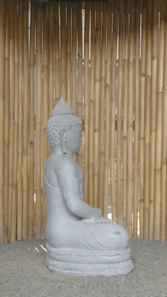 Product image 6 of the product “Seated Buddha made of Riverstone in Dhyana position - gesture of meditation, H.102,5 cm, natural. ”